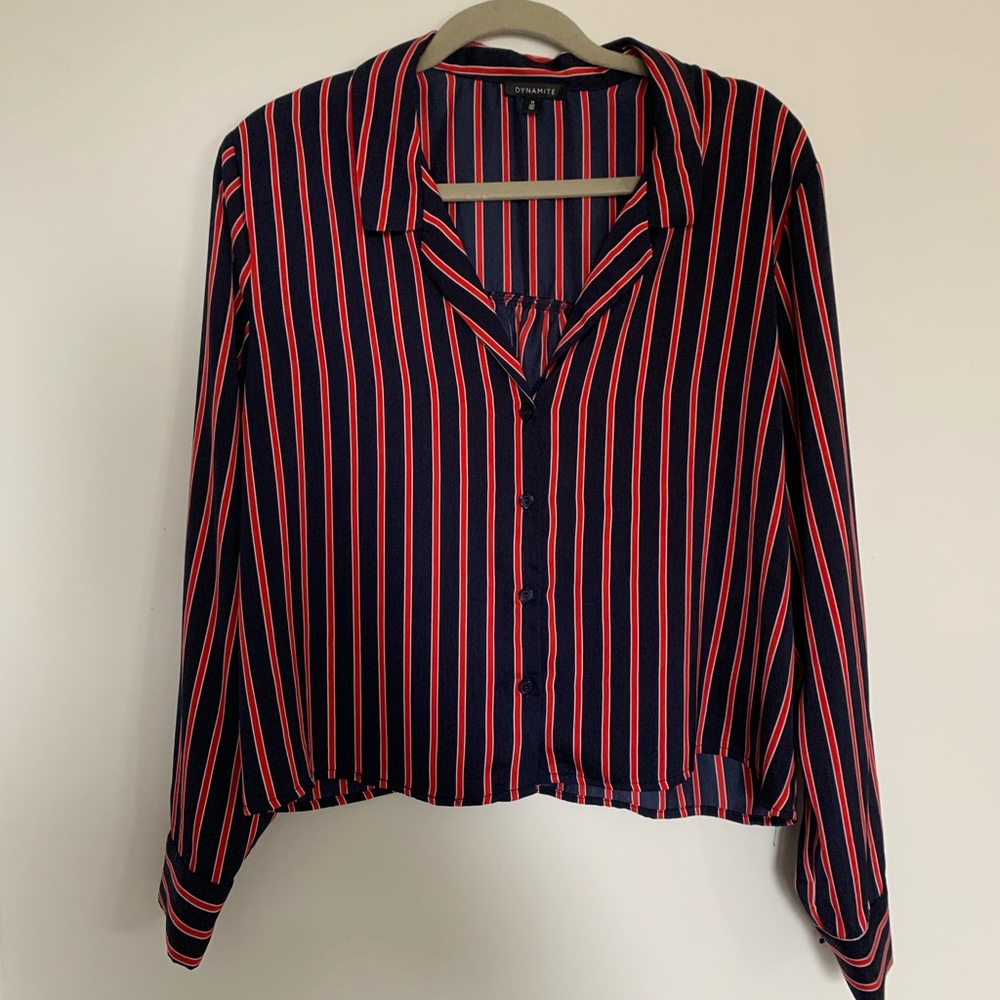 Striped Blouse Navy and Red from Dynamite